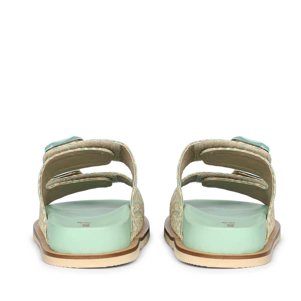Saint Oren Turquoise Stone Jeweled Raffia Leather Sandals