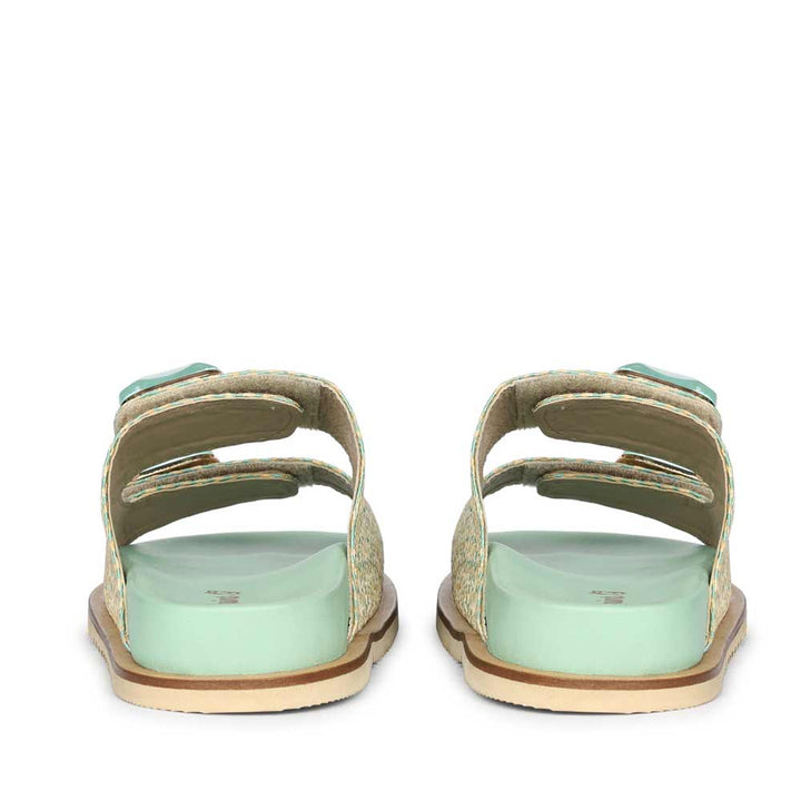 Saint Oren Turquoise Stone Jeweled Raffia Leather Sandals
