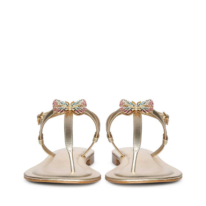 Saint Avril Butterfly Jeweled Gold Leather Sandals