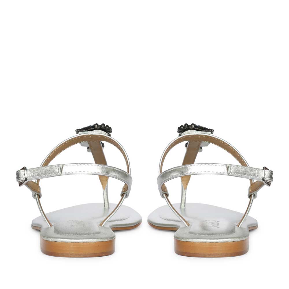 Saint Marion Seahorse Jeweled Silver Leather Sandals