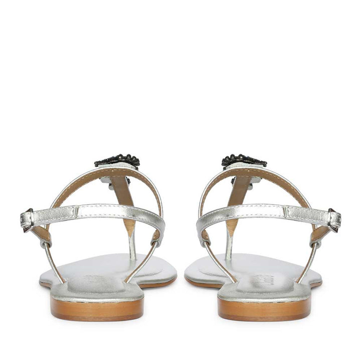 Saint Marion Seahorse Jeweled Silver Leather Sandals