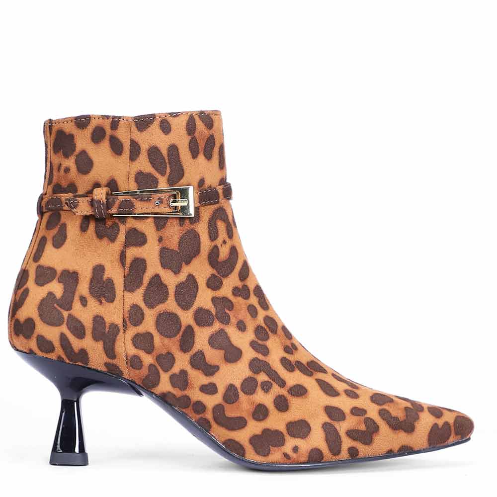 Saint Darcie Buckle Decor Leo Pony Nappa Ankle Boots