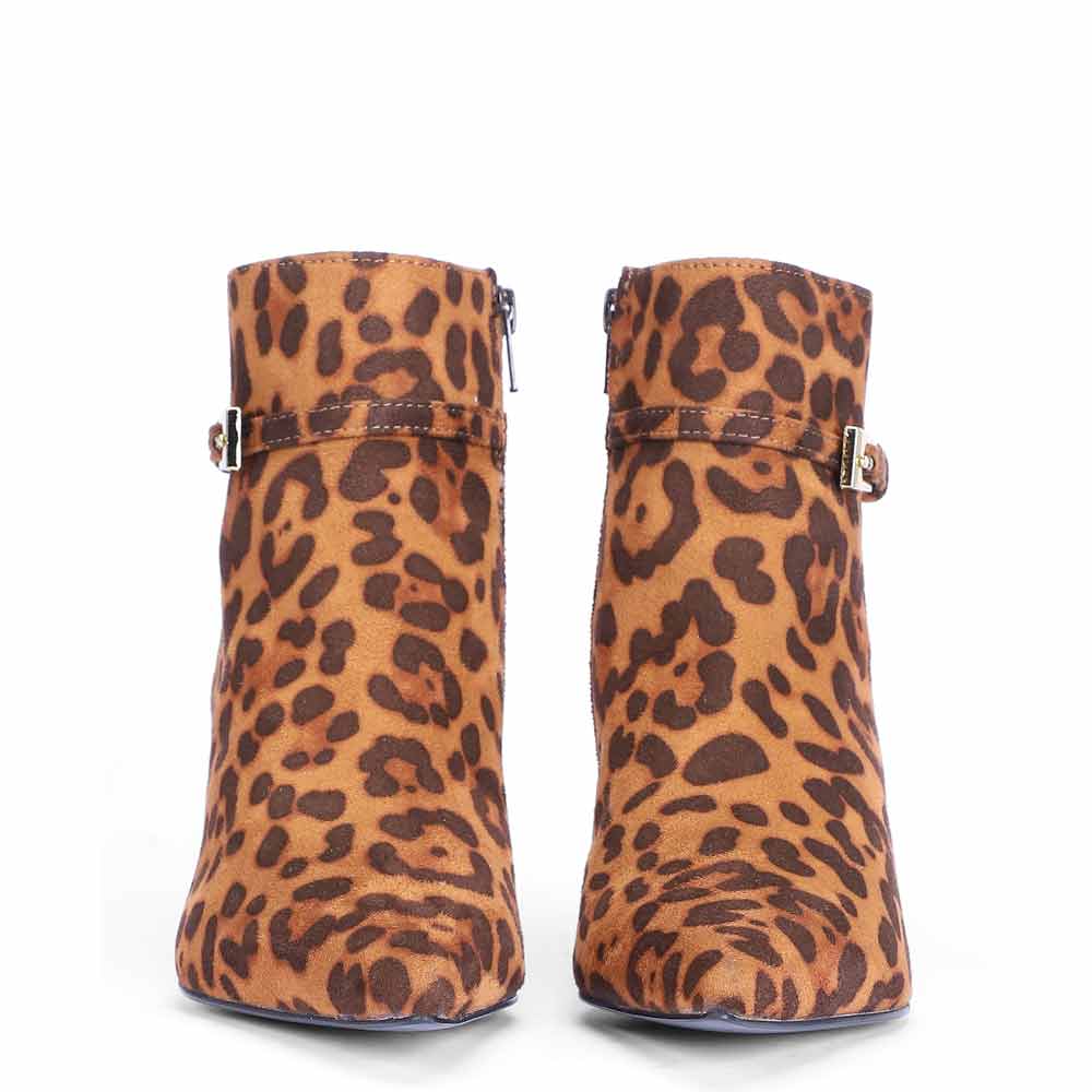Saint Darcie Buckle Decor Leo Pony Nappa Ankle Boots