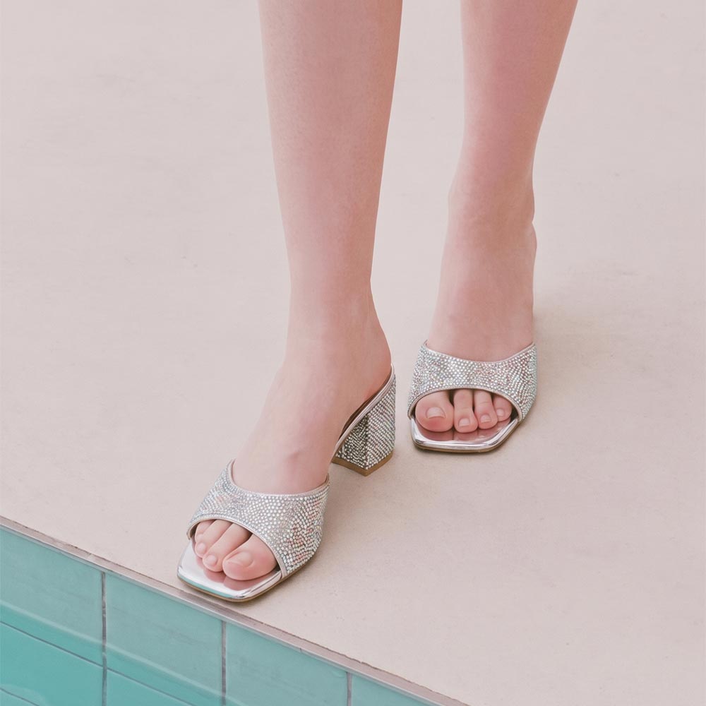 Saint Leslie Multi Crystal Silver Heels