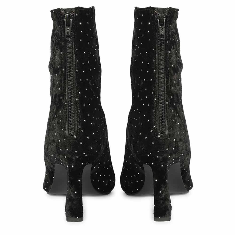 Saint Yara Black Velvet Strass Ankle Boots