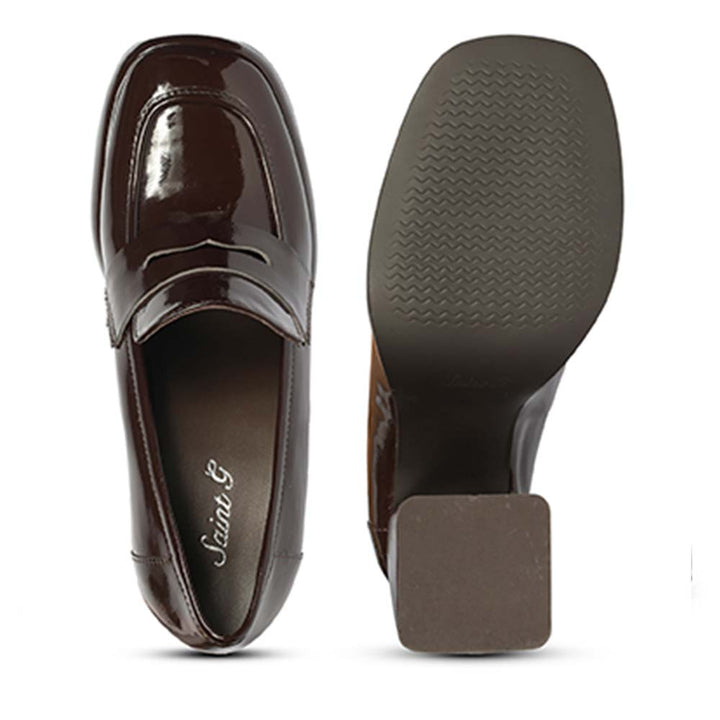 Saint Belen Choco Brown Crinkle Patent Moccasins