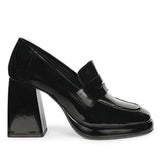 Saint Belen Black Crinkle Patent Moccasins