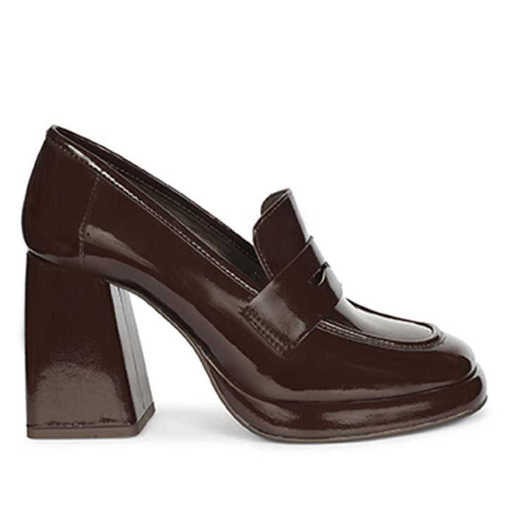 Saint Belen Choco Brown Crinkle Patent Moccasins