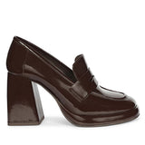 Saint Belen Choco Brown Crinkle Patent Moccasins