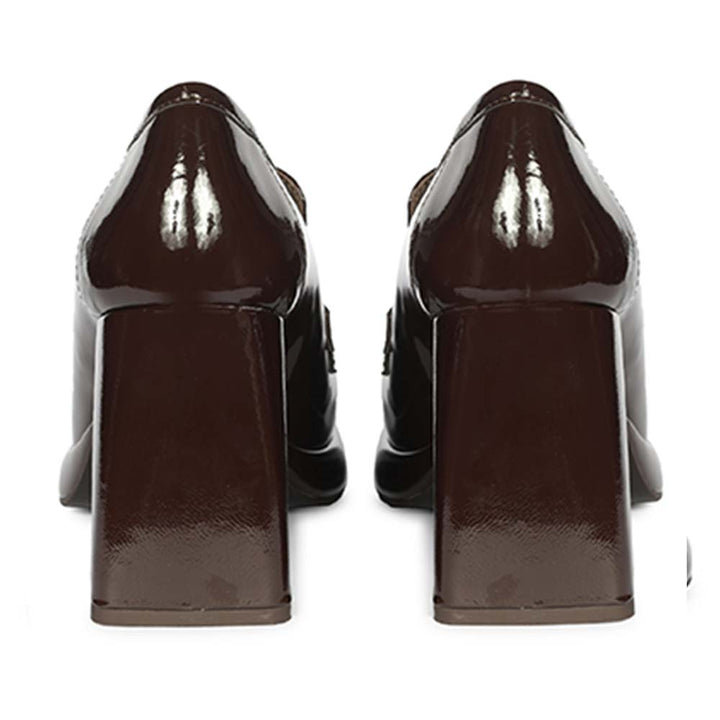 Saint Belen Choco Brown Crinkle Patent Moccasins