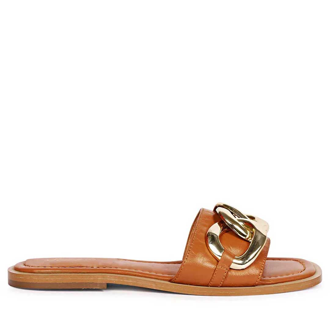 Saint Alexa Cuoio Leather Flat Slip On