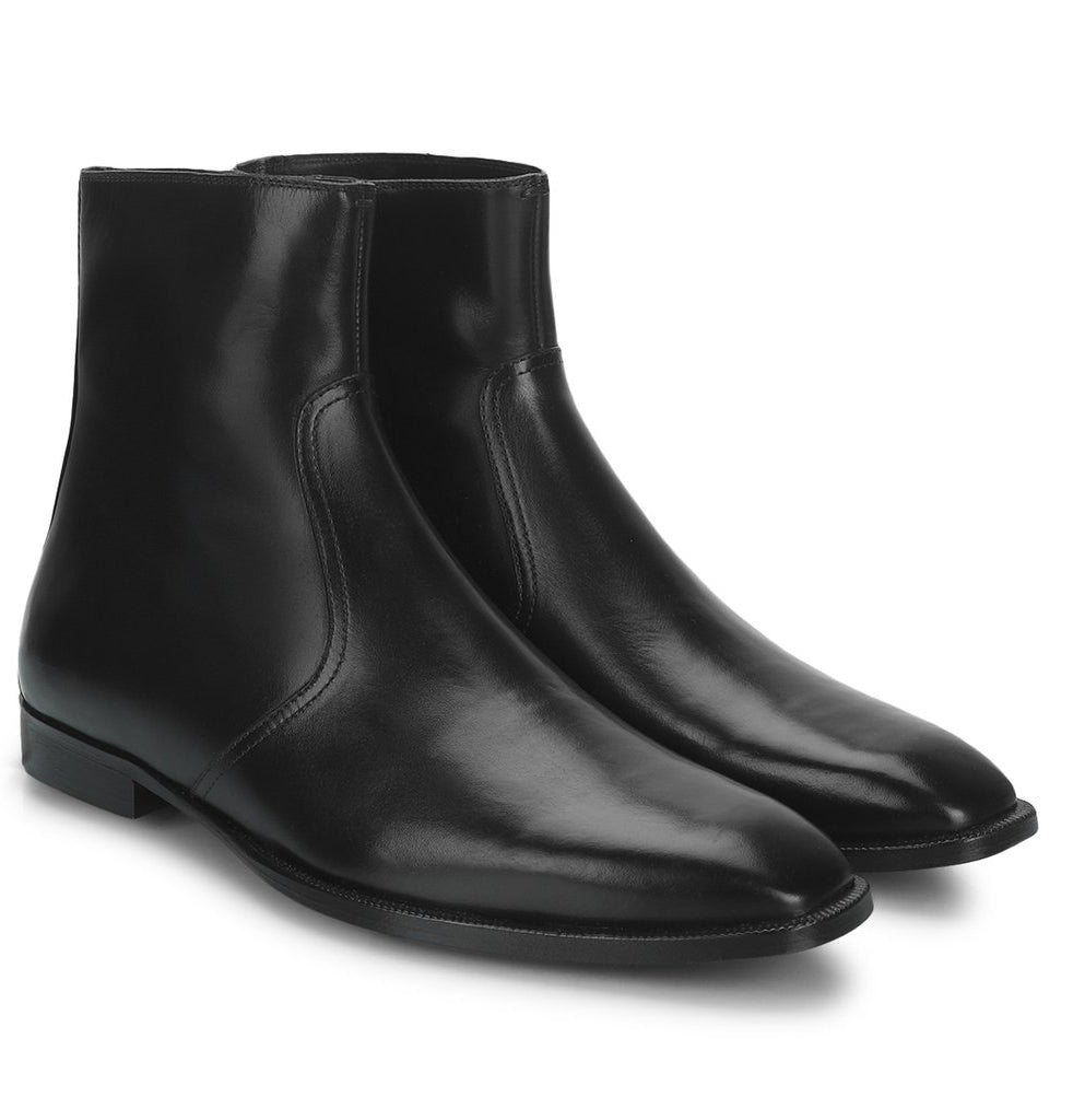 Saint Frederick Black Leather Ankle Boot - SaintG