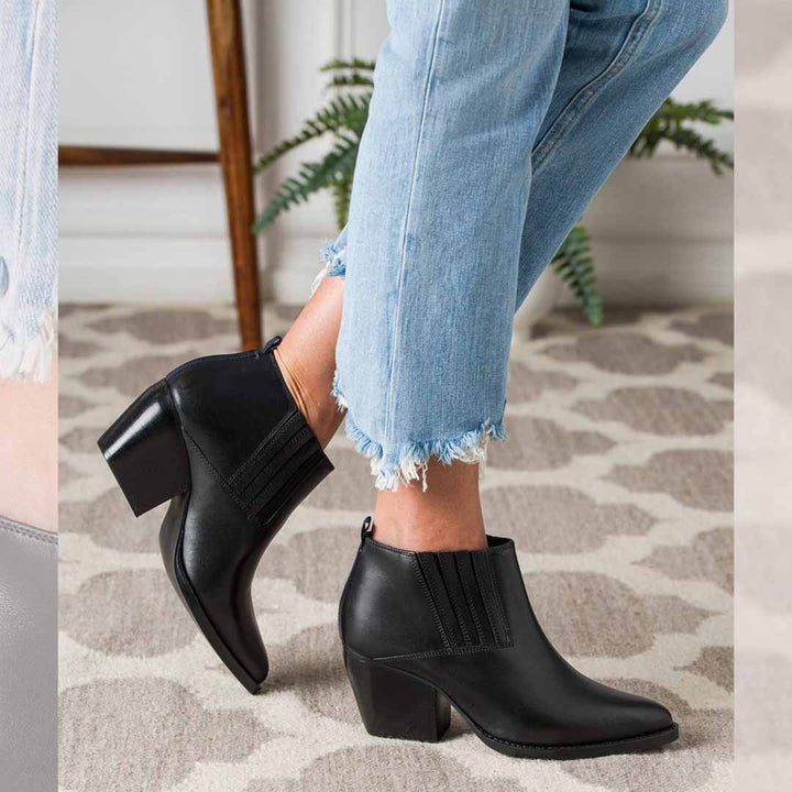 Saint Angela Black Leather Ankle Boot - SaintG