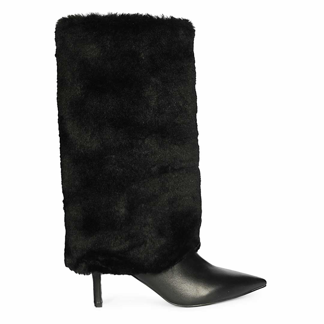 Stylish Black Leather Winter Boots