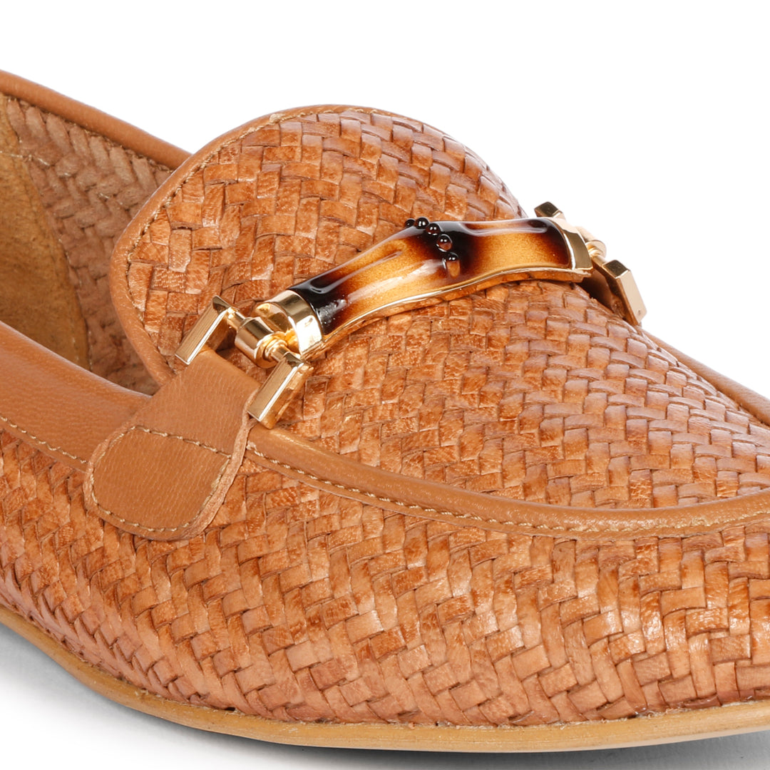 Saint Marisa Cuoio Woven Moccasins