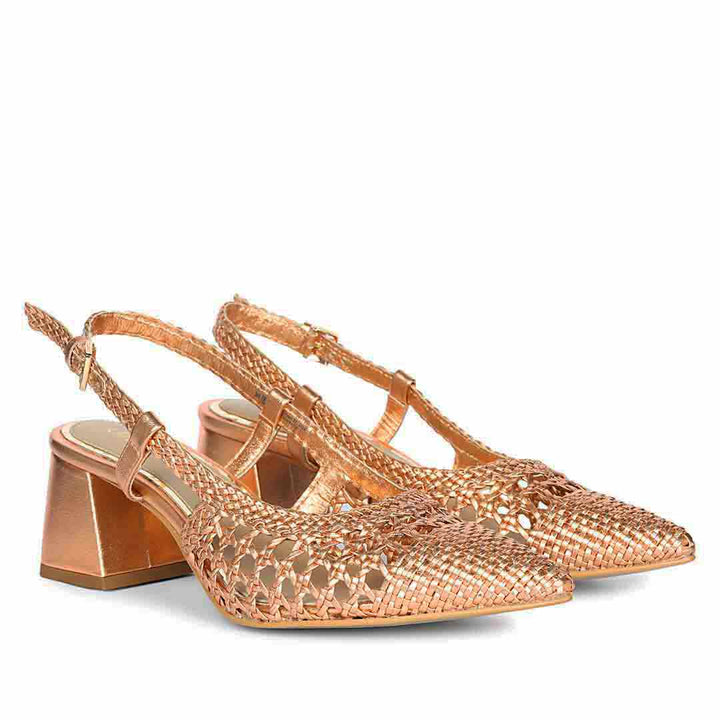 Saint Anya Cipria Hand Woven Leather Block Heels