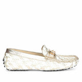 Saint Aurora Platin-White Handwoven Leather Horsebit Loafers