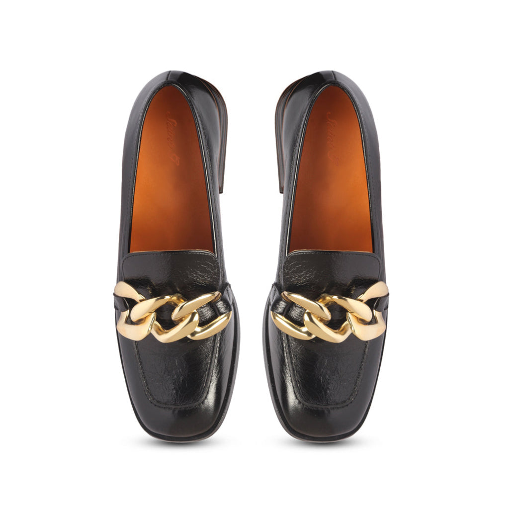 Saint Juliet Black Leather Handcrafted Moccasins