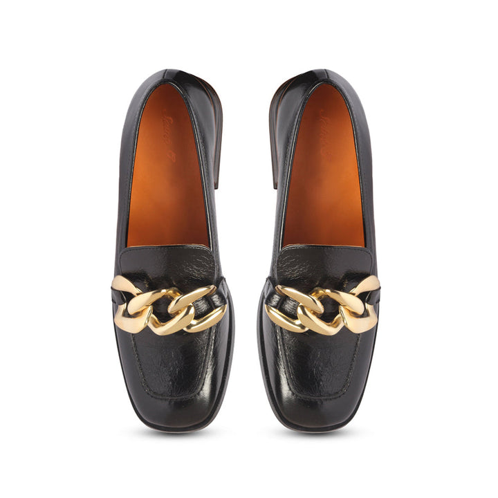 Saint Juliet Black Leather Handcrafted Moccasins