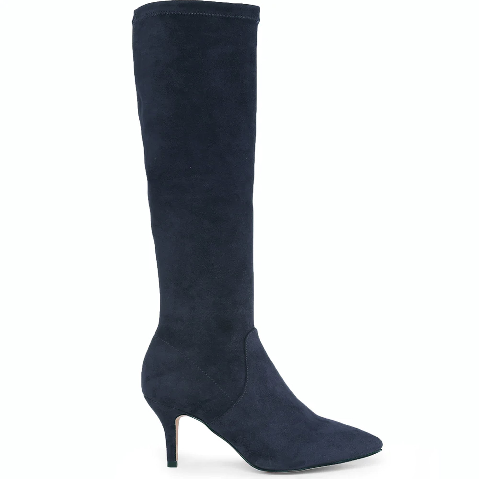 Saint Jemima Navy Stretch Suede Kitten Heel Long Boots 39 Blue