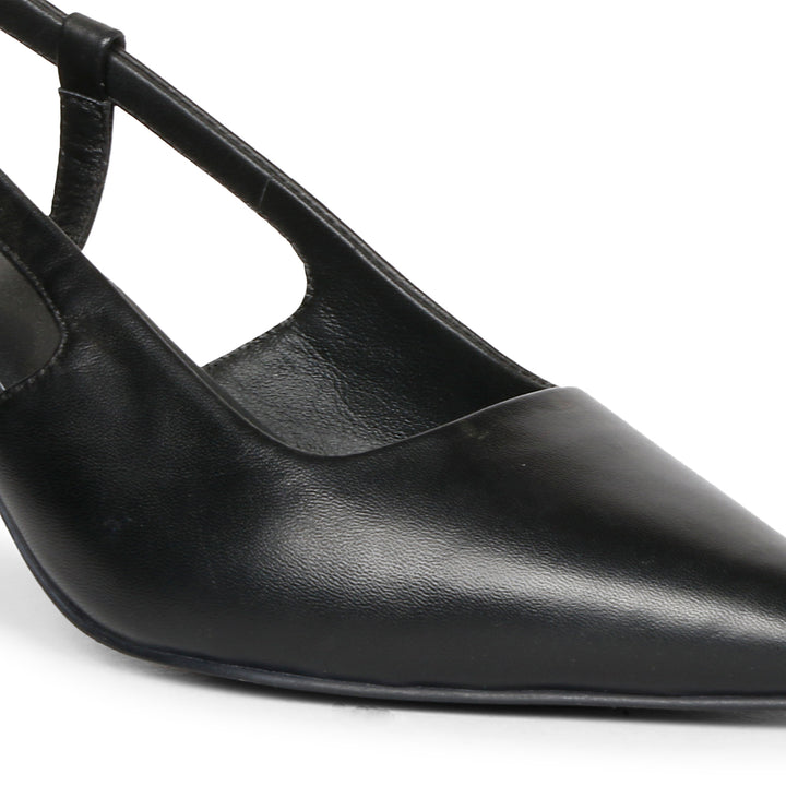 Saint Cynara Black Sling Back  Kitten Heel Pumps