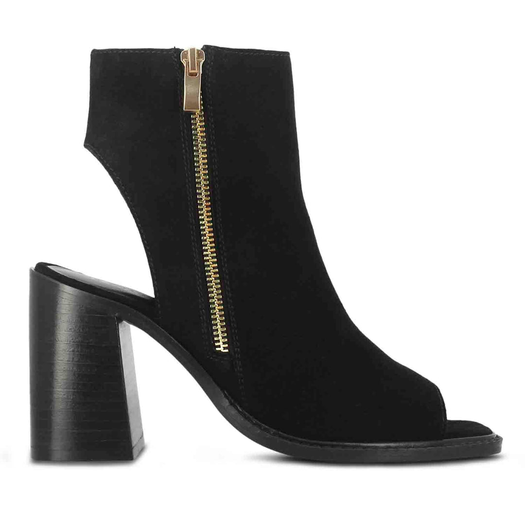 Saint Trudy Black Suede Leather Block Heels – SaintG USA