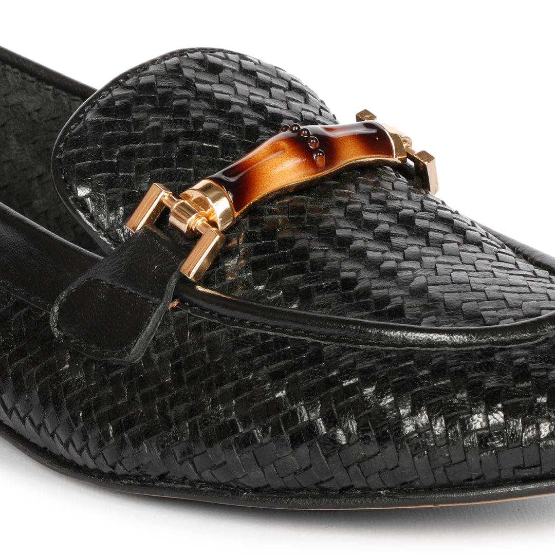 Saint Marisa Black  Woven Moccasins