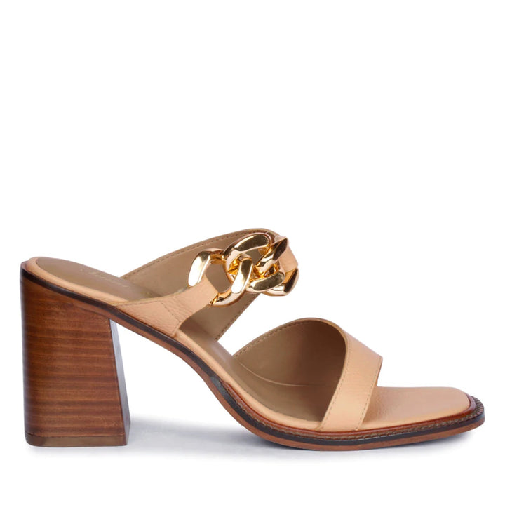 Step into luxury with these Cipra leather block heels by Saint Madrid