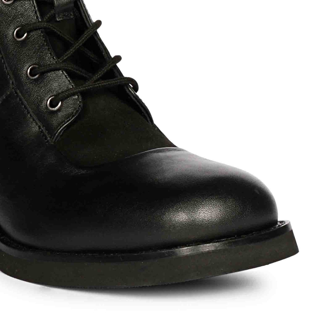 Saint Kayla's Black Leather Lace-Up Boots - High Ankle Fashion