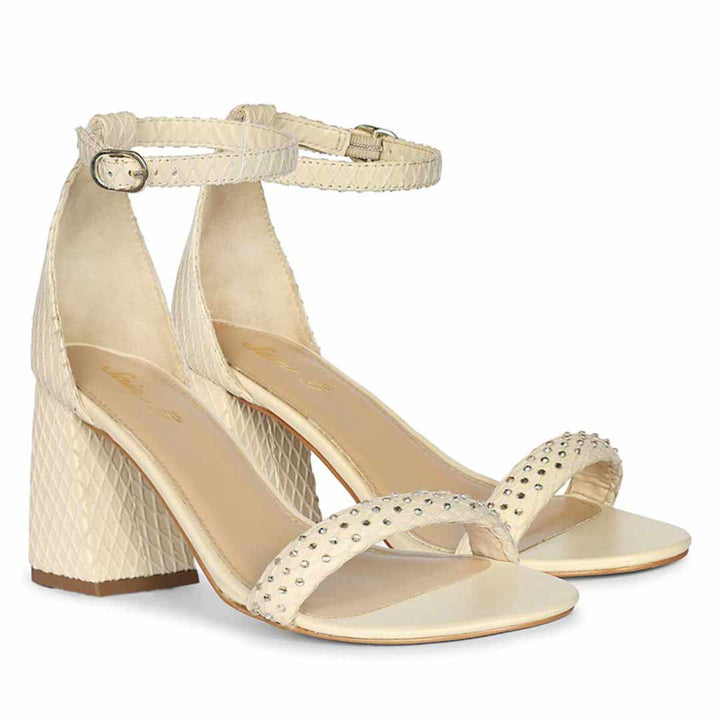 Saint Verona Off White Vegan Leather Block Heels