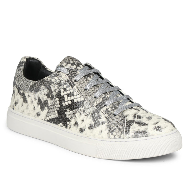 Grey Python Print Leather Sneakers - SaintG