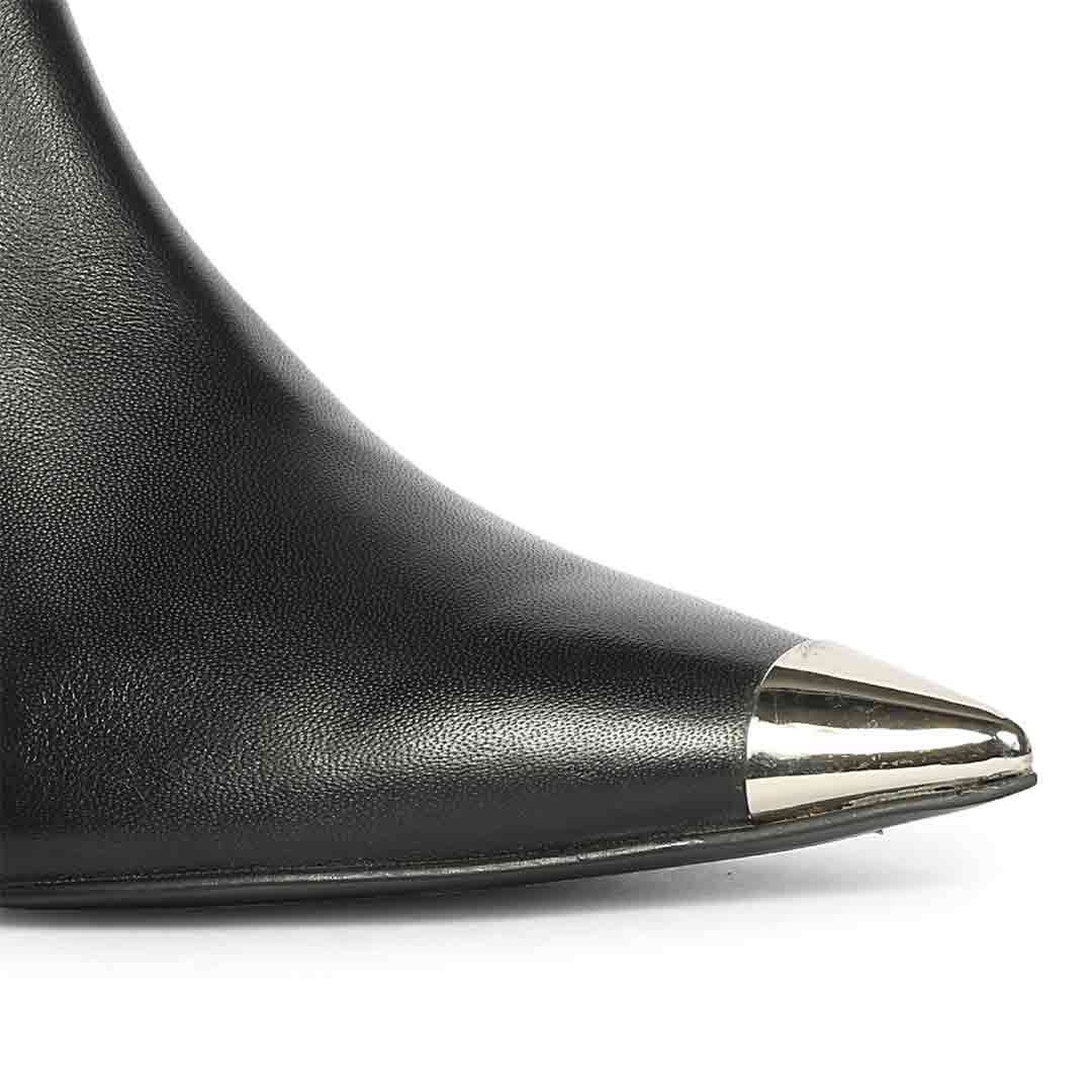 Saint Celvyn Black Leather Pointed Toe Cap Ankle Boots – SaintG USA