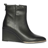 Saint Maelis Black Leather Wedge heel Ankle boots