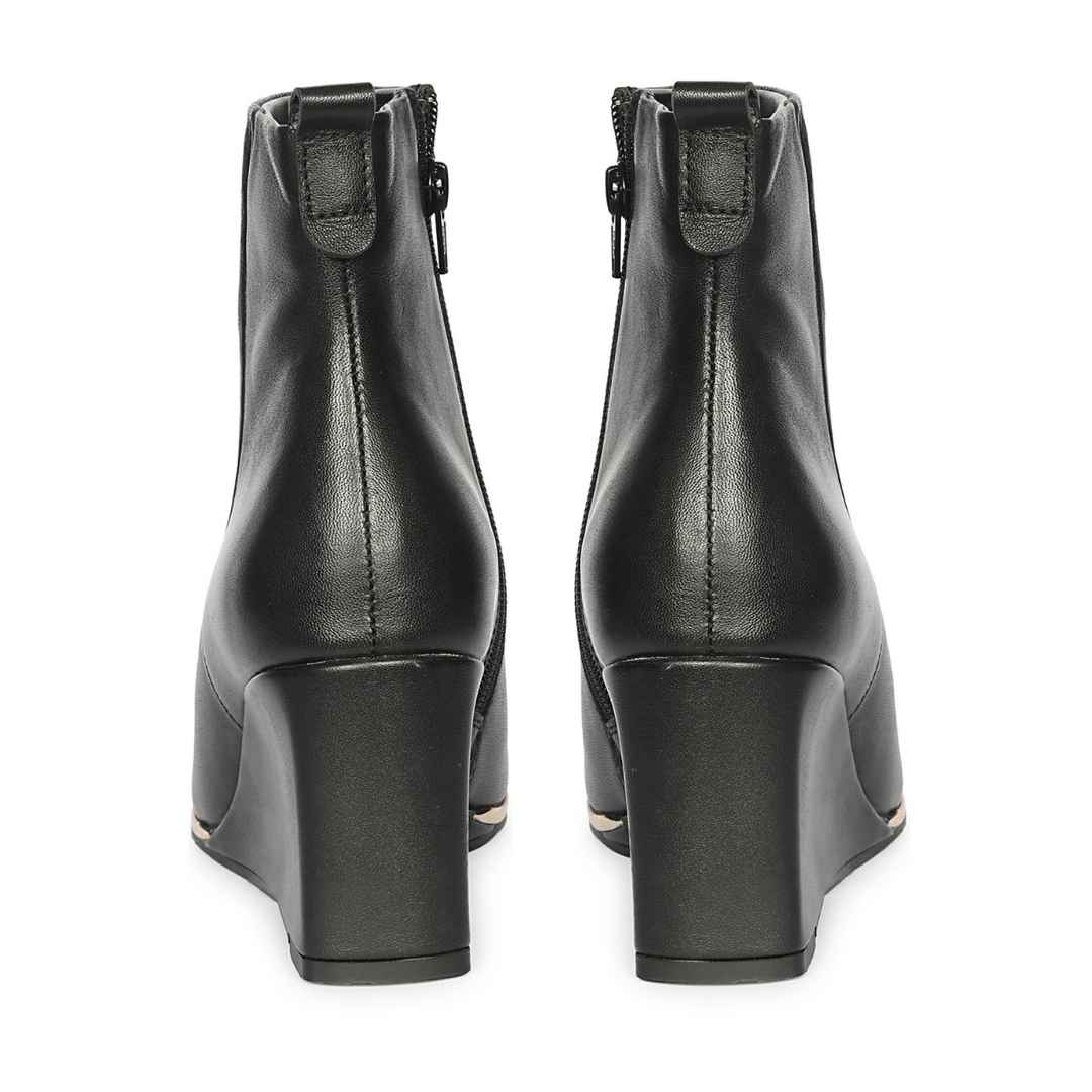 Saint Maelis Black Leather Wedge heel Ankle boots