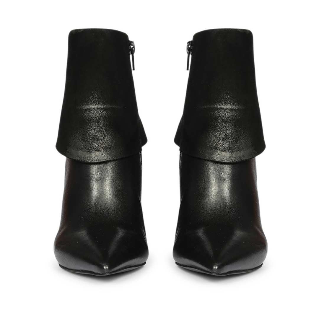 Saint Quorra Black Leather Fold-Over Ankle Boots