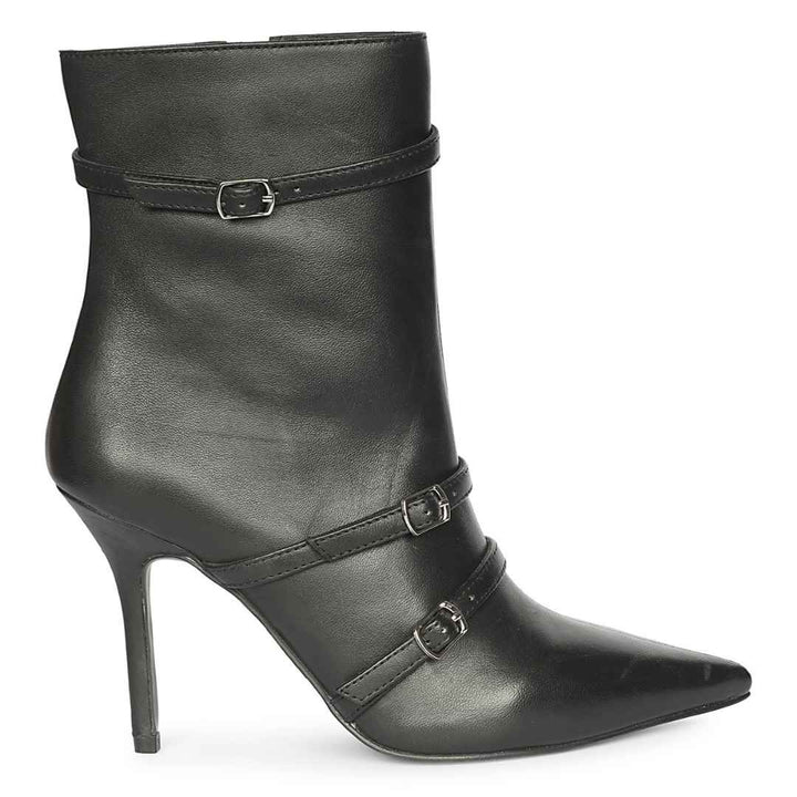 Saint Hesper Black Leather Buckle Straps High Ankle Boots
