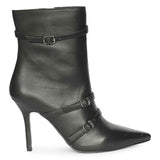 Saint Hesper Black Leather Buckle Straps High Ankle Boots
