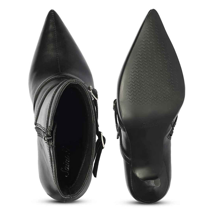 Saint Hesper Black Leather Buckle Straps High Ankle Boots