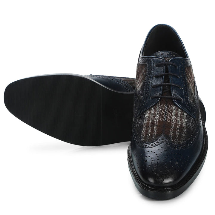 Saint Faustin Navy Leather Lace Up Brogue - SaintG