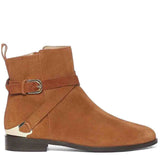 Saint Cathie Buckle Decor Tan Leather Ankle Boots