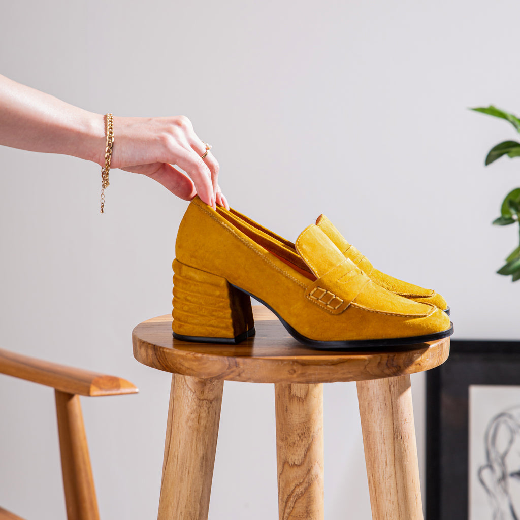 Saint Amelia Mustard Suede Leather Handcrafted Shoes