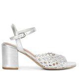 Saint Felicia Silver Hand Woven Leather Block Heels