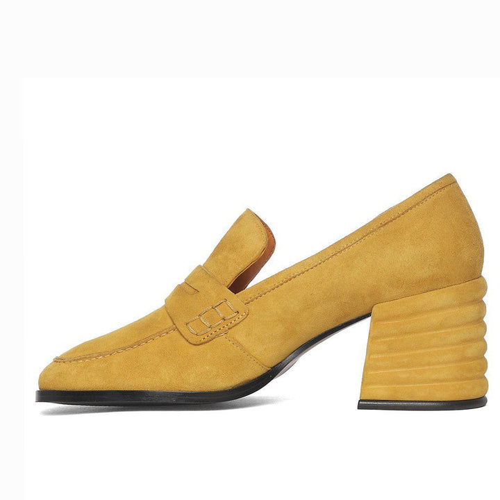 Roll over or click image to zoom in Saint Amelia Mustard Suede Leather Handcrafted Shoes - SaintG UK