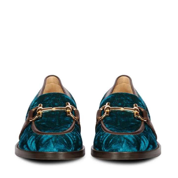 Saint Cinzia Green Velvet Moccasins