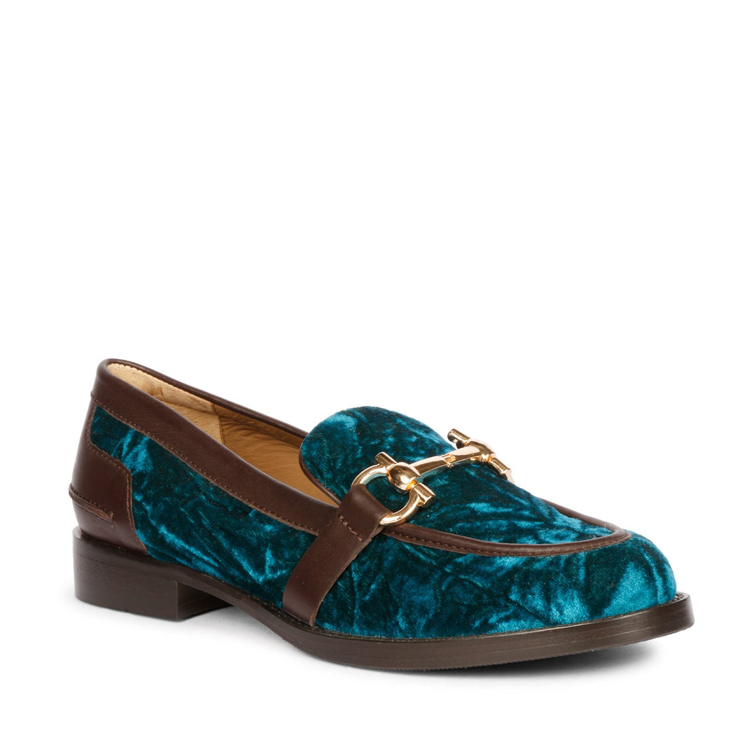 Saint Cinzia Green Velvet Moccasins