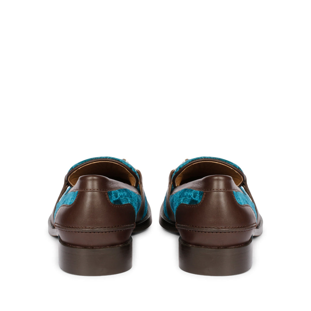 Saint Cinzia Green Velvet Moccasins