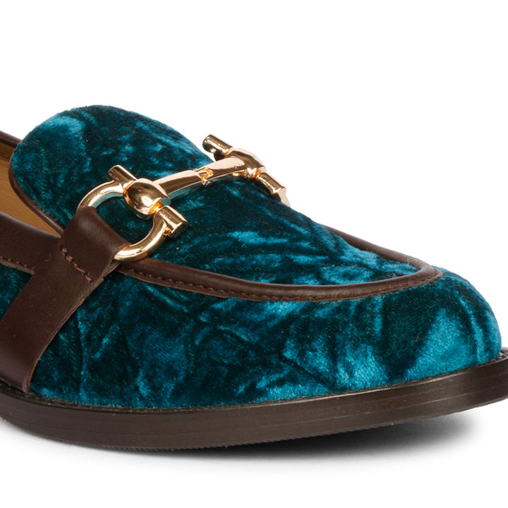 Saint Cinzia Green Velvet Moccasins