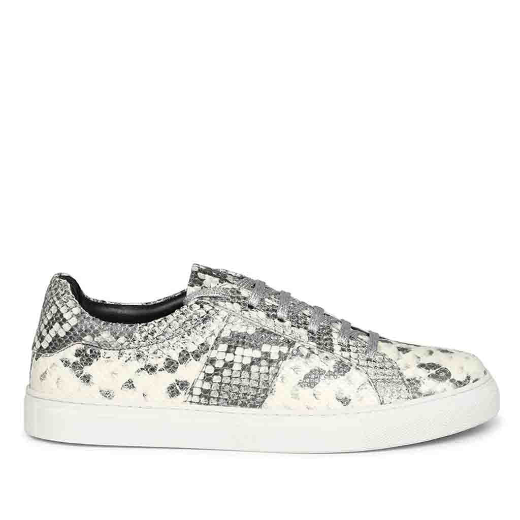 Saint Elined Grey Python Print Leather Sneakers - SaintG India