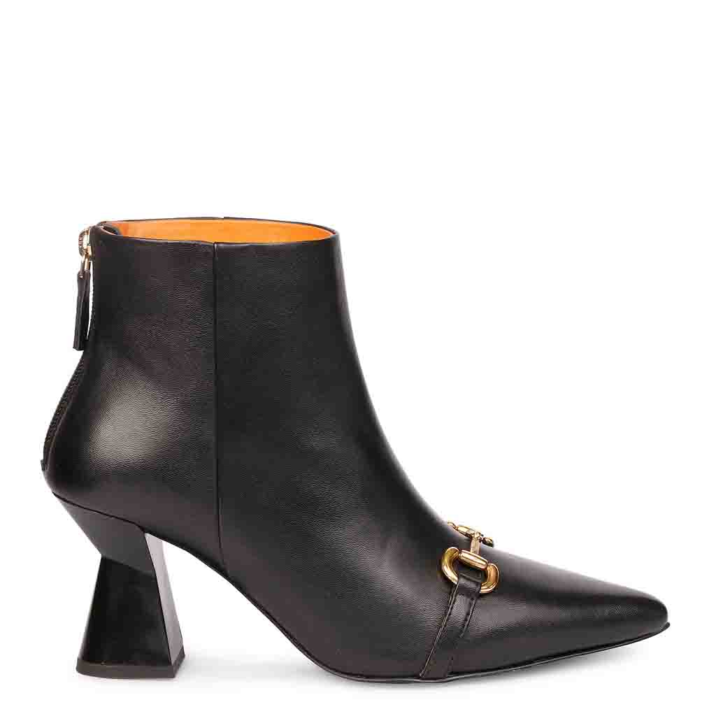 Saint Ashley Rust Leather Gold Horsebit Décor Back Zip Boots