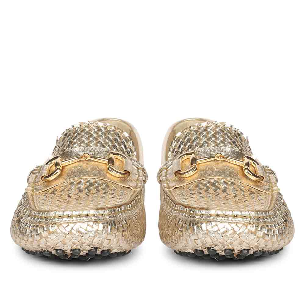 Saint Aurora Platin Handwoven Leather Horsebit Loafers